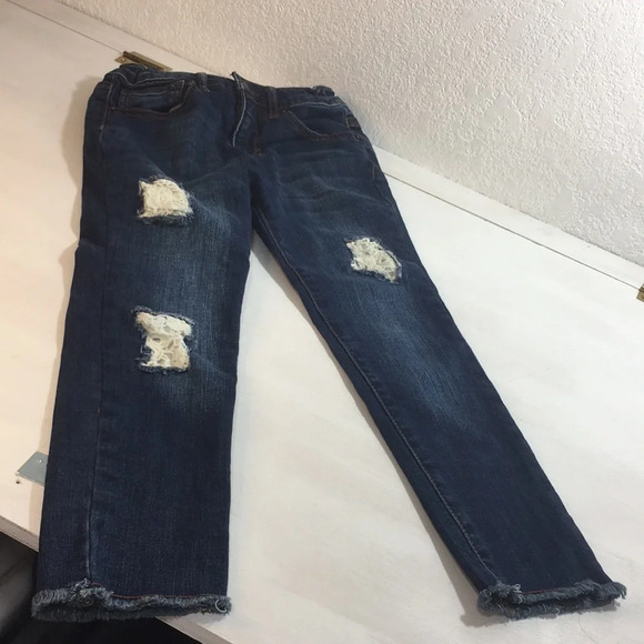 Cat & Jack Girls Adjustable Jegging Jeans Raw Hem Distressed Size 6 - Picture 1 of 7